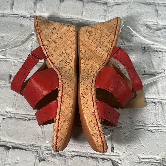 Born Wedge Sandals Women's 9 EU 40.5 Brick Red Leather Cork Wedge Shoes - Picture 4 of 16